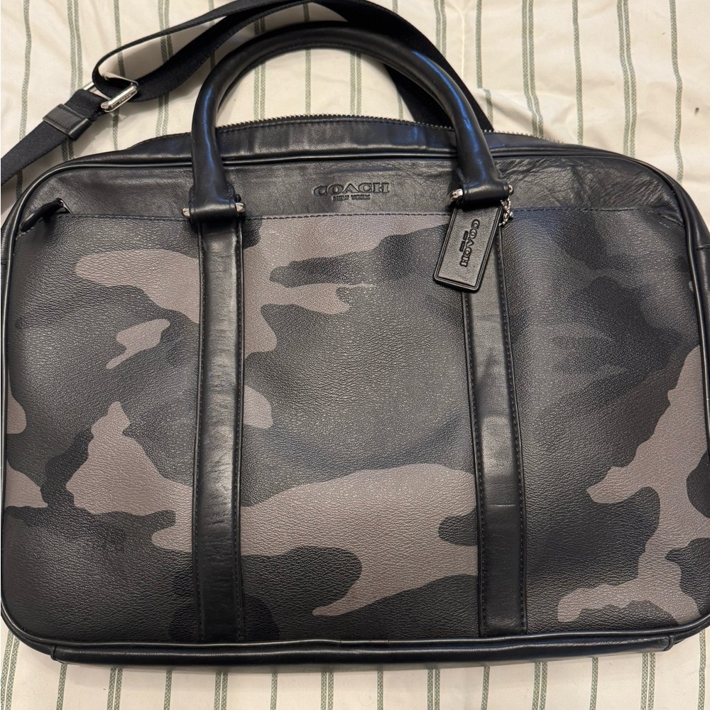 Coach Black and Gray Camouflage Briefcase